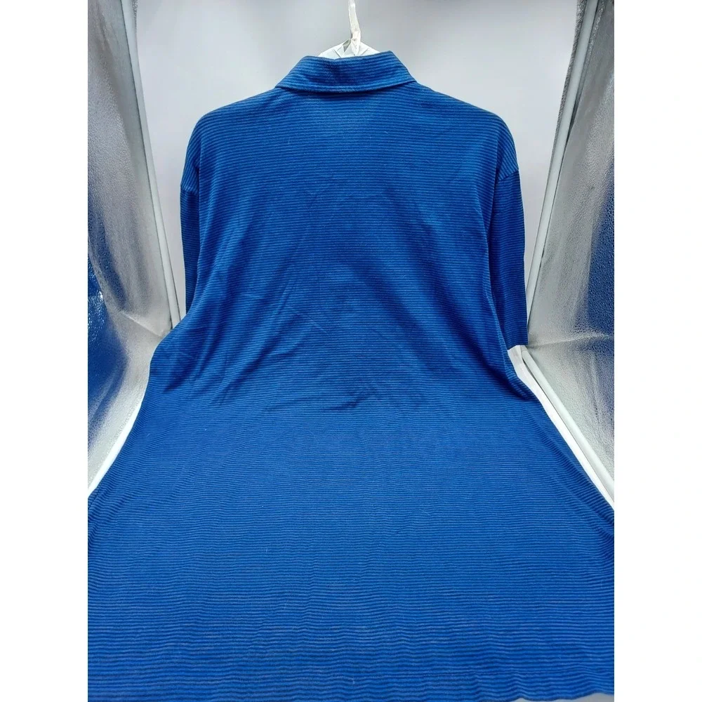 Polo Golf Ralph Lauren Vintage Lisle‎ Blue Black Striped 4 Button Shirt Size XL